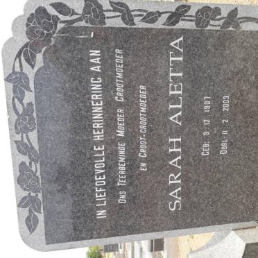 HARTMAN Sarah Aletta nee VENTER 1907-2003