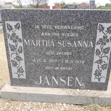 JANSEN Martha Susanna nee JACOBS 1905-1979