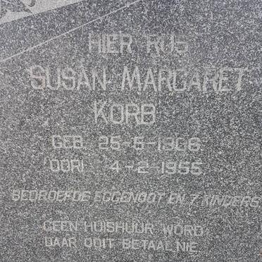 KORB Susan Margaret 1906-1955