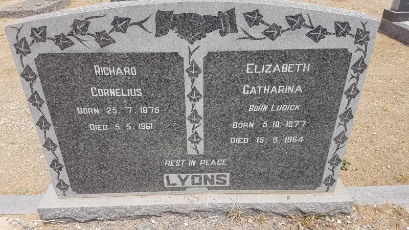 LYONS Richard Cornelius 1875-1961 &amp; Elizabeth Catharina LUDICK 1877-1964