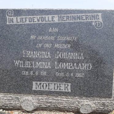 LOMBAARD Francina Johanna Wilhelmina 1911-1962