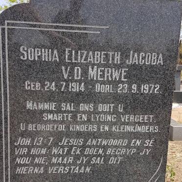 MERWE Sophia Elizabeth Jacoba, v.d. 1914-1972