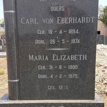 MARÉ Carl Von Eberhardt 1894-1974 &amp; Maria Elizabeth 1900-1975