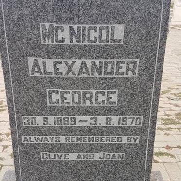 McNICOL Alexander George 1889-1970