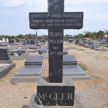 McGEER Henry William -1959 &amp; Henrietta Anna Margeret formerly PEACH nee HARRIS 1880-1957