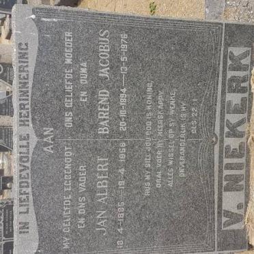 NIEKERK Jan Albert, v. 1885-1958 &amp; Barend Jacobus 1894-1976
