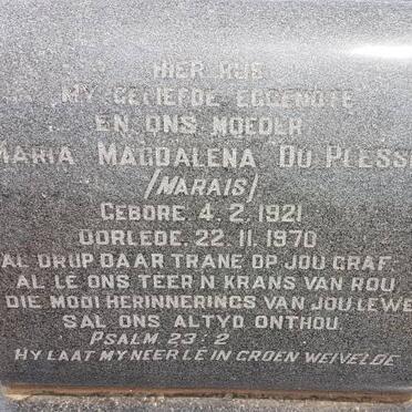 PLESSIS Maria Magdalena, du nee MARAIS 1921-1970