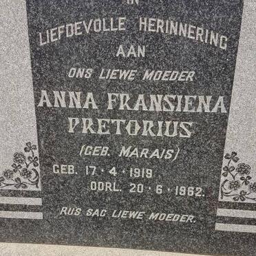 PRETORIUS Anna Fransiena nee MARAIS 1919-1962