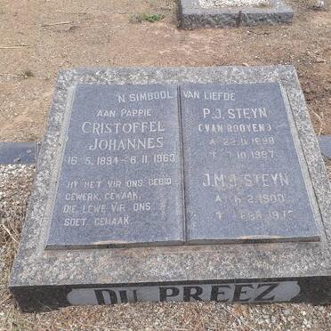 PREEZ Cristoffel Johannes, du 1894-1963 :: STEYN P.J. nee VAN ROOYEN 1898-1987 :: STEYN J.M.J. 1900-1975