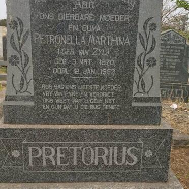 PRETORIUS Petronella Marthina nee VAN ZYL 1870-1953