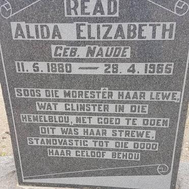 READ Alida Elizabeth nee NAUDE 1880-1965