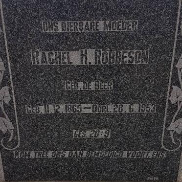 ROBBESON Rachel H. nee DE BEER 1869-1953