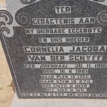 SCHYFF Cornelia Jacoba, van der nee ODENDAAL 1916-1961