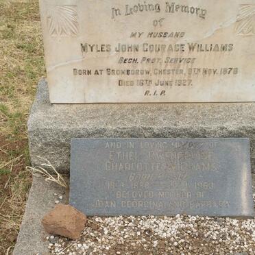WILLIAMS Myles John Courage 1878-1927 &amp; Ethel Gwendoline Charlotte RIESLE 18??-1963