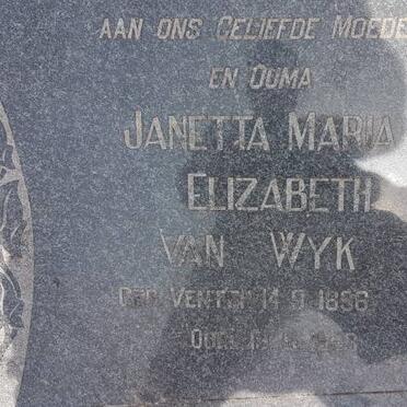 WYK Janetta Maria Elizabeth, van nee VENTER 1896-1963