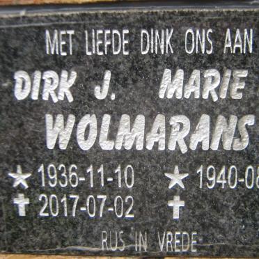 WOLMARANS Dirk J. 1936-2017 &amp; Marie C.F. 1940 -