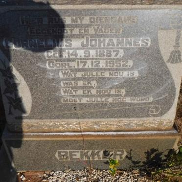 BEKKER Cornelius Johannes 1887-1952