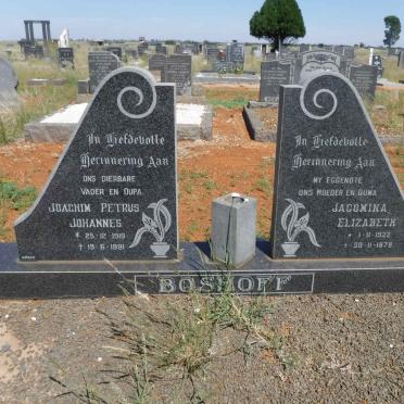 BOSHOFF Joachim Petrus Johannes 1919-1991 &amp; Jacomina Elizabeth 1922-1978