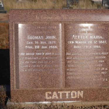 CATTON Thomas John 1879-1966 &amp; Aletta Maria VENTER 1887-1961