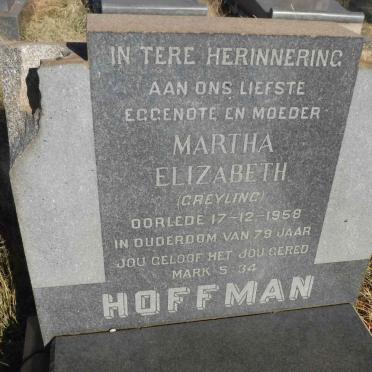 HOFFMAN Martha Elizabeth nee GREYLING -1958