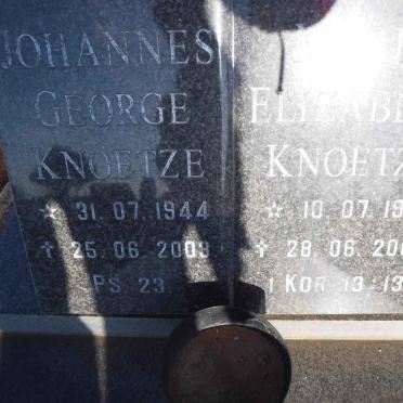 KNOETZE Johannes George 1944-2003 &amp; Maria Elizabeth 1937-2003