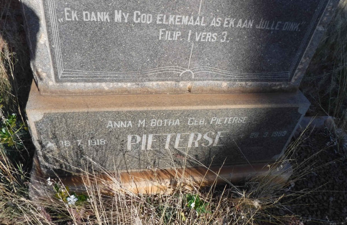 PIETERSE Ferdinand Lukas Johannes 1892-1956 &amp; Elisabetha Catharina VAN TONDER 1892-1956