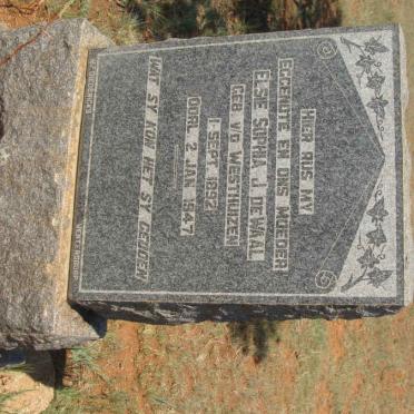 WAAL Elsie Sophia J., de nee VAN DER WESTHUIZEN 1892-1947
