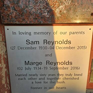 REYNOLDS Sam 1930-2015 & Marge 1934-2016