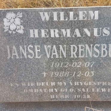 RENSBURG Willem Hermanus, Janse van 1912-1988