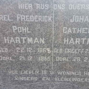 HARTMAN Carel Frederick Pohl 1868-1955 &amp; Johanna Catherina GREEFF 1882-1926