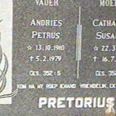 PRETORIUS Andries Petrus 1910-1979 &amp; Catharina Susanna 1920-1996