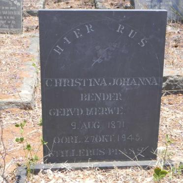 BENDER Christina Johanna nee V.D. MERWE 1871-1945