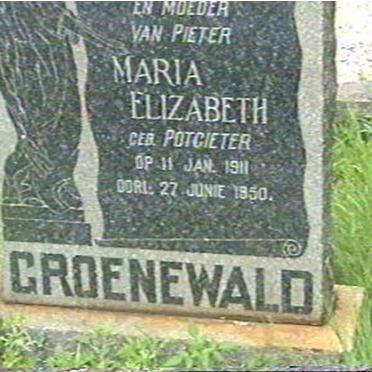 GROENEWALD Maria Elizabeth nee POTGIETER 1911-1950