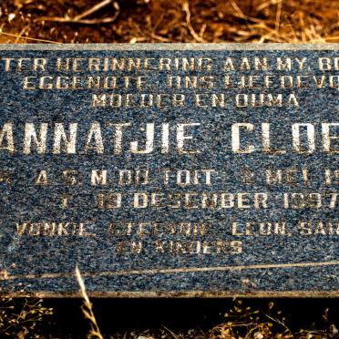 CLOETE A.S.M. nee DU TOIT 1946-1997