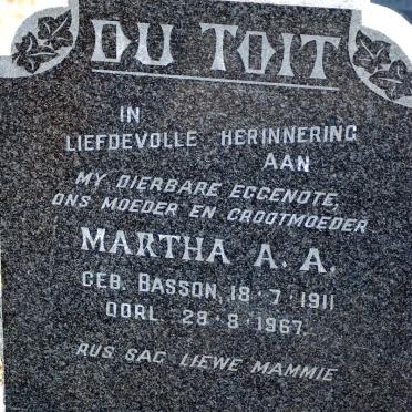 TOIT Martha A.A., du nee BASSON 1911-1967