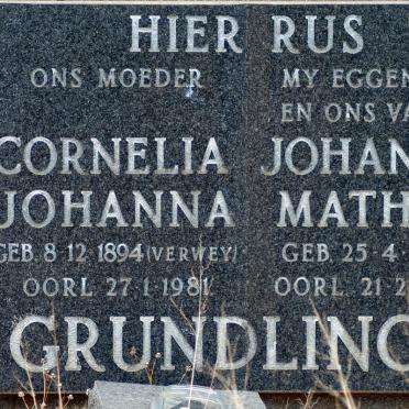 GRUNDLINGH Johannes Mathys 1892-1961 &amp; Cornelia Johanna VERWEY 1894-1981