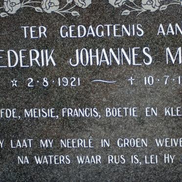 MARITZ Diederik Johannes 1921-1981