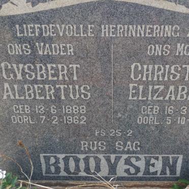 BOOYSEN Gysbert Albertus 1886-1962 &amp; Christiena Elizabetha 1892-1970