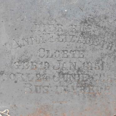 CLOETE Anna Elizabeth 1951-1953
