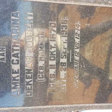 JOUBERT Amke Catharina Dekenah nee HAMMAN 1870-1938