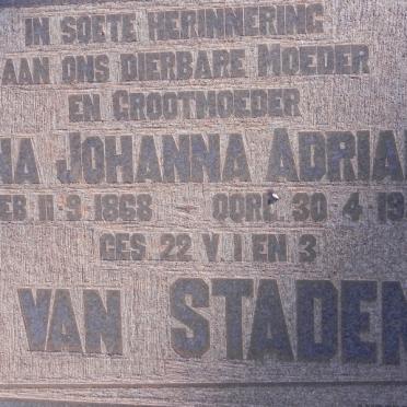STADEN Dina Johanna Adriana, van 1868-1953