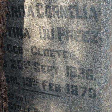 PREEZ Margarita Cornelia Christina, du nee CLOETE 1836-1879