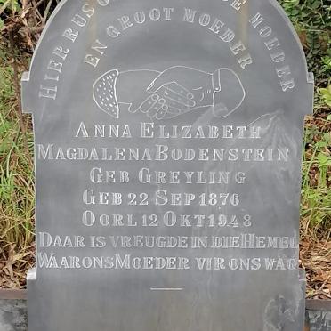 BODENSTEIN Anna Elizabeth Magdalena nee GREYLING 1876-1948