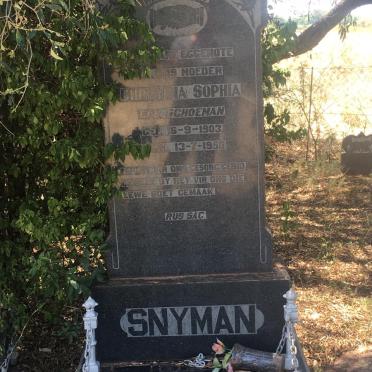 SNYMAN Christina Sophia nee SCHOEMAN 1903-1956