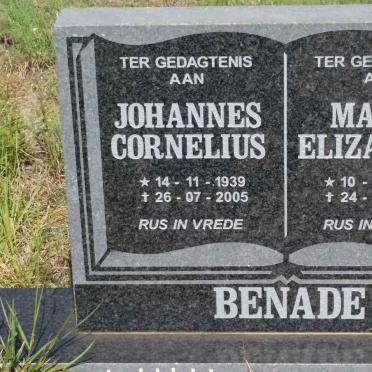 BENADE Johannes Cornelius 1939-2005 &amp; Maria Elizabeth 1943-2004