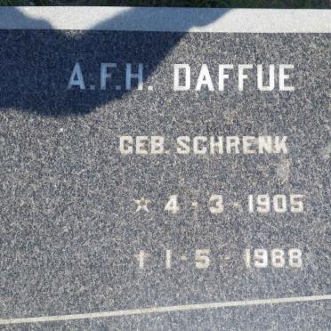 DAFFUE A.F.H. nee SCHRENK 1905-1988