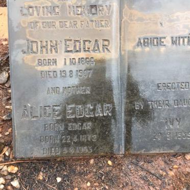 EDGAR John 1866-1907 &amp; Alice EDGAR 1872-1903