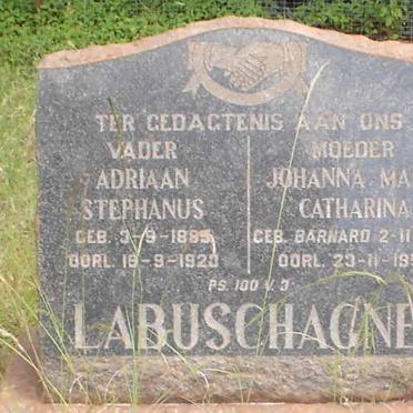 LABUSCHAGNE Adriaan Stephanus 1885-1923 &amp; Johanna Maria Catharina BARNARD 1887-1959