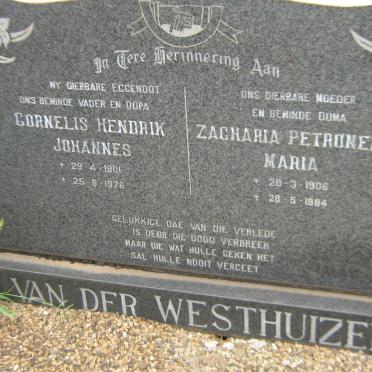 WESTHUIZEN Cornelis Hendrik Johannes, van der 1901-1976 &amp; Zacharia Petronella Maria 1906-1984