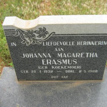 ERASMUS Johanna Magaretha nee KOEKEMOER 1932-1980